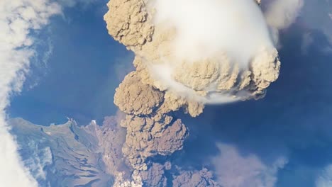 a remarkable aerial shot over the sarychev volcano in russia erupting