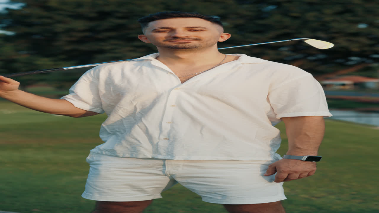 Man in white outfit on a golf course