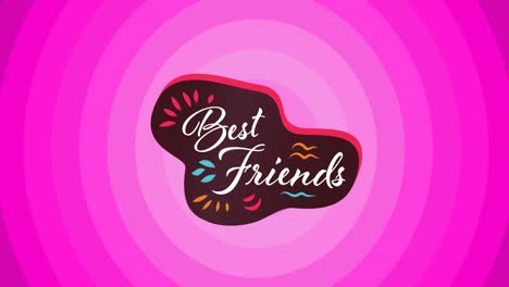 Animation-Von-Text-„Beste-Freunde“,-Auf-Rosa-Konzentrischem-Kreishintergrund