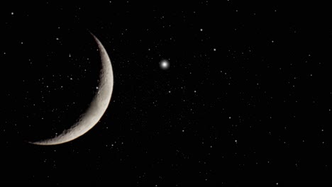 crescent moons and stars in dark space