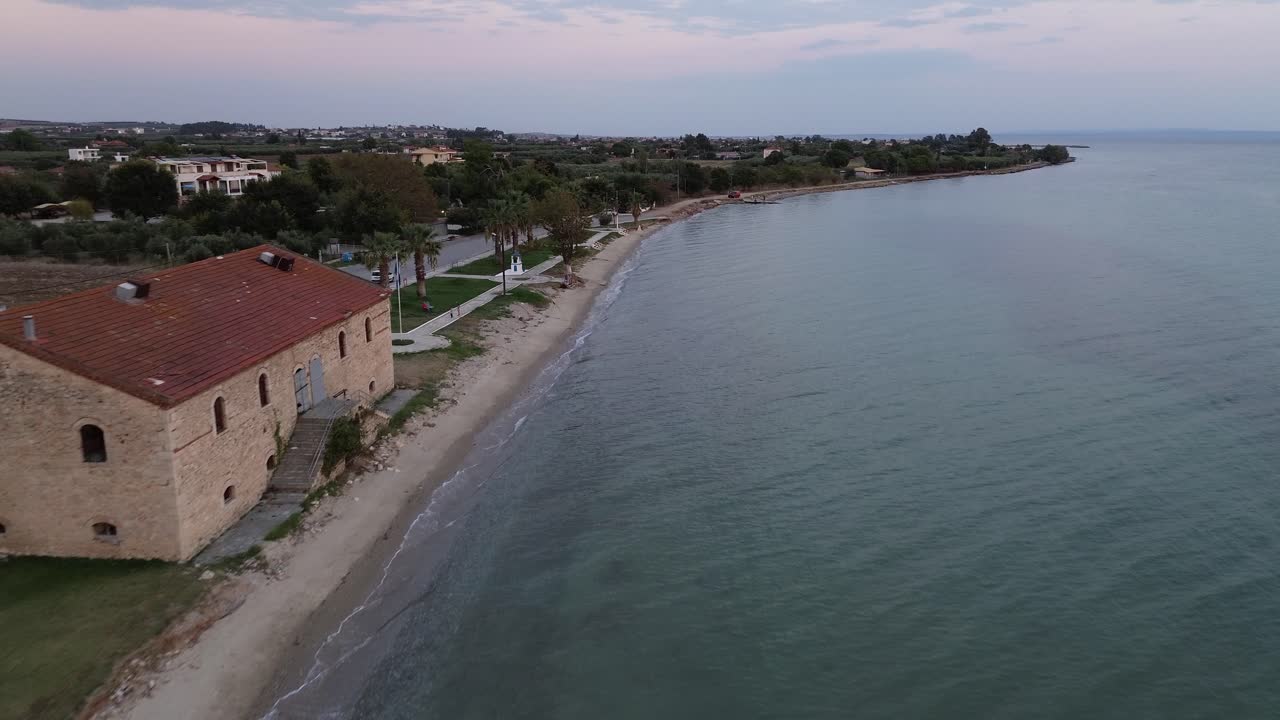 Aegean Majesty: 4K Drone Footage of Flogita Village's Greek Sunset