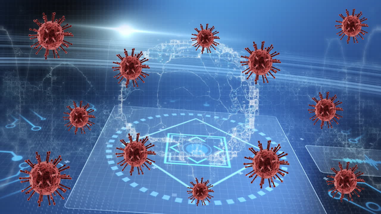 코로나 19 세포의 애니메이션과 과학 데이터 처리