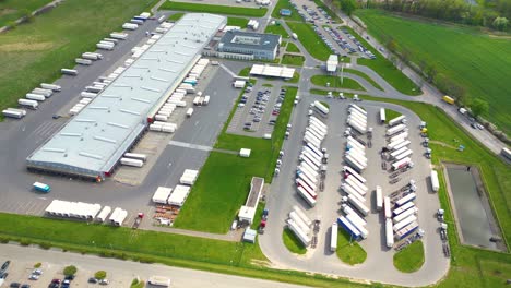 aerial shot of industrial warehouse