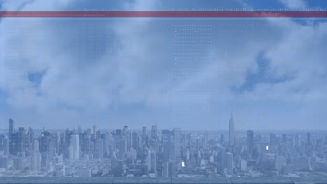 animation of data processing over cityscape