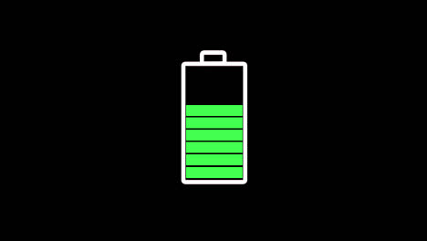 graphic animation of floating battery on the digital grid are being fully charged