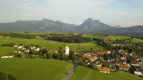 pedestal up reveals small european village in summer