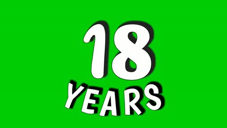 18 eighteen years digit animation motion graphics on green screen