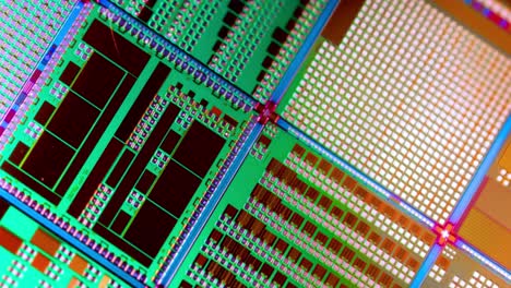 close-up of microchip components