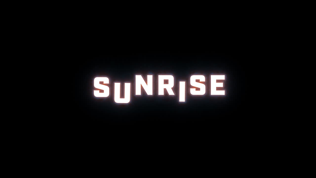 Rivelazione testo 4K della parola "alba" su sfondo nero