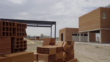 general day view of a construction with exposed bricks