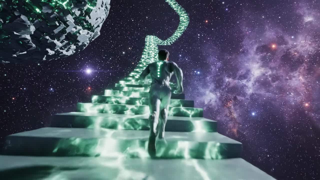 A cosmic stairway to heaven leads a man to a spiritual awakening