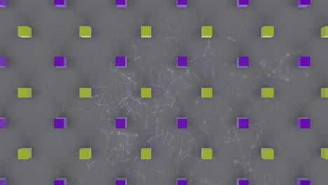 animación de cubos sobre conexiones en fondo gris.