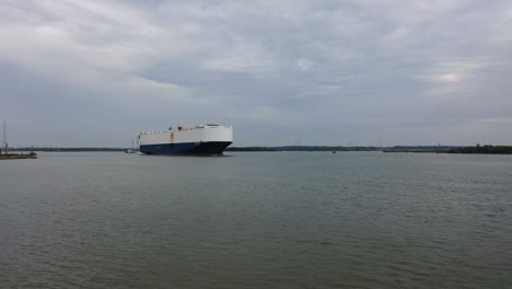 crazy looking ship underway at san jacinto river near morgan's point in laporte, texas