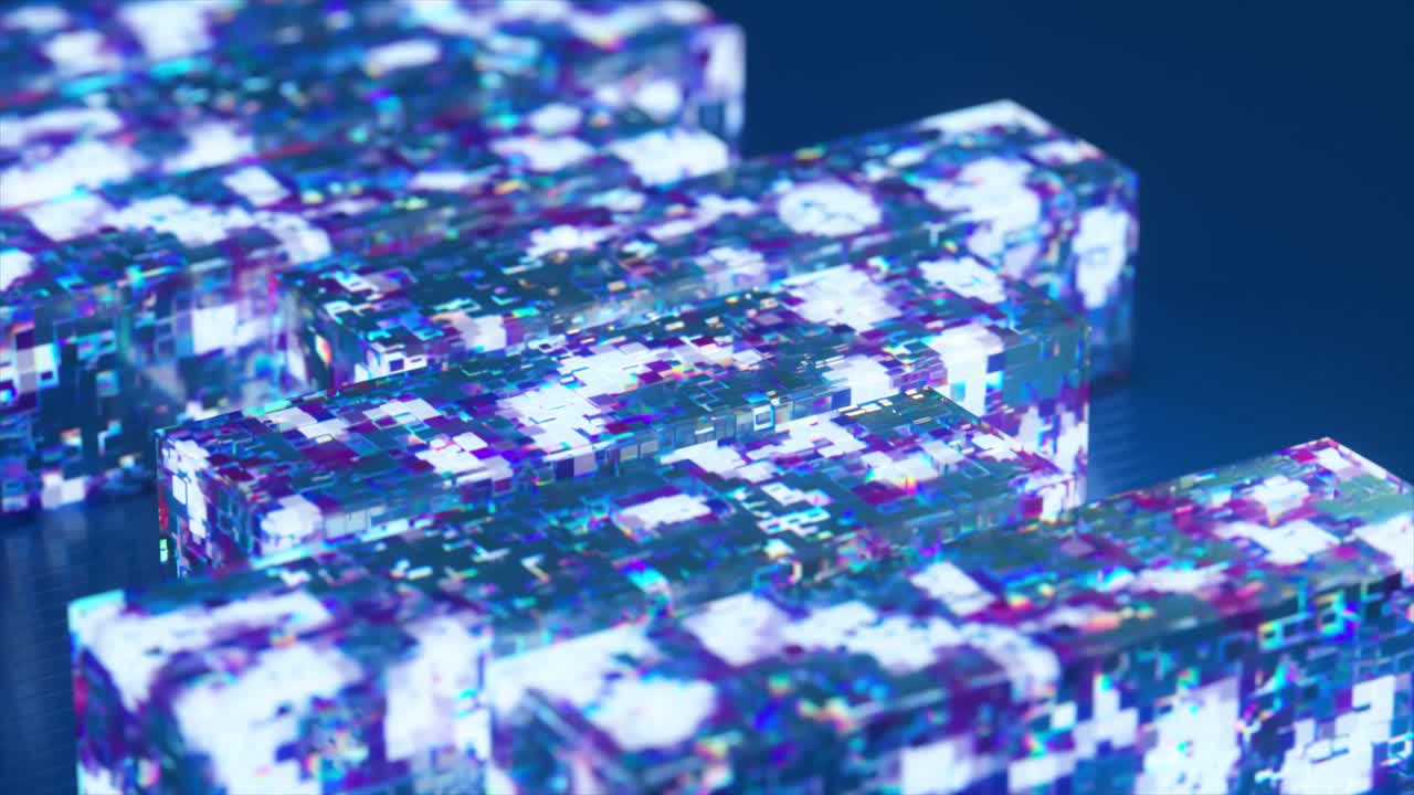 Ingranaggi digitali astratti che si muovono in un'animazione in loop continuo che rappresenta concetti di tecnologia.