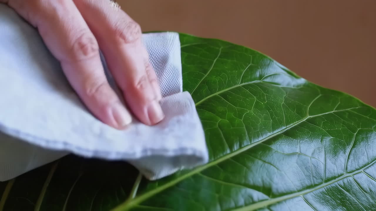 Cleaning a plant leaf