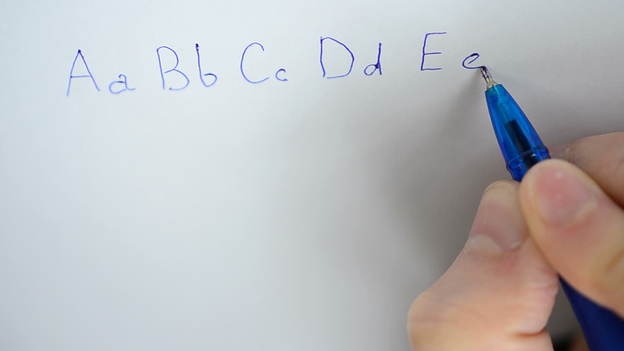Scriviamo con il manico. Testo in inglese.