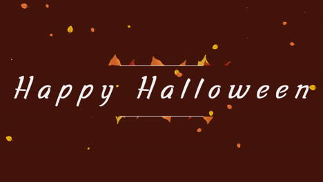 Hello-Halloween-with-maple-autumn-leafs-on-red-gradient