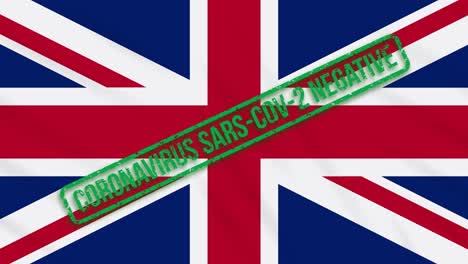 reino unido balanceando una bandera con un sello verde de libertad del coronavirus, bucle