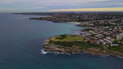 panoramic view of marks park and the eastern suburbs in tamarama, new south wales, australia