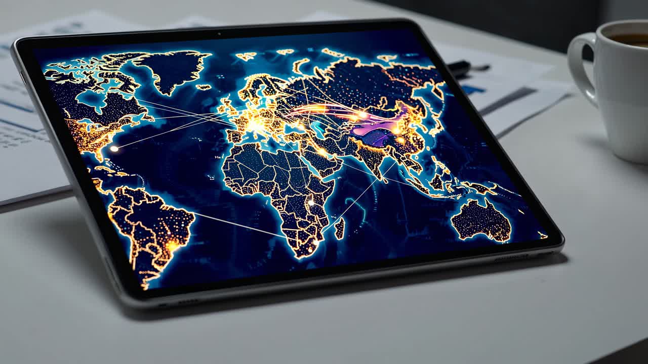 Global Network Map on Tablet