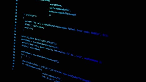 computer screen with encrypted fast typing coding symbols loop animation network security