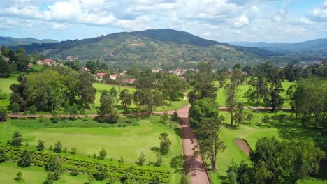 aerial view of kabale golf club near the town in uganda, africa