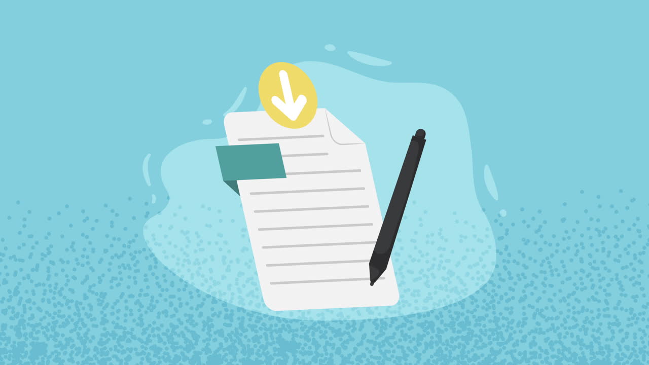 formato de archivo de documento con animación de pluma