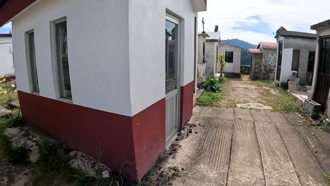 daytime stroll through a historic mexican cemetery in a tranquil town