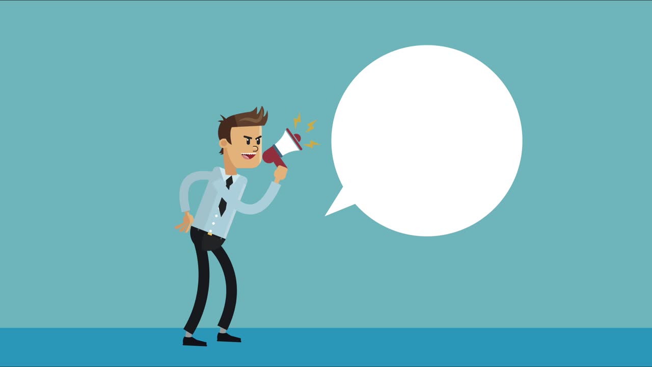 businessman with megaphone and speech bubble
