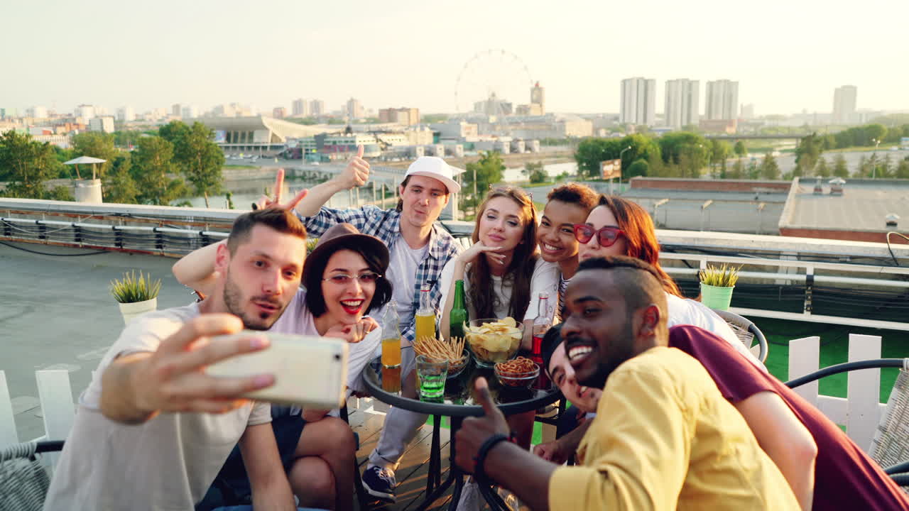 Friends Enjoying a Rooftop Party