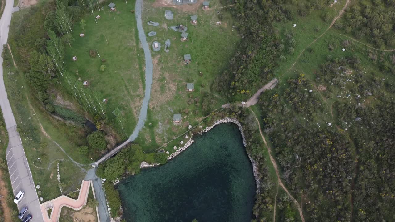 Aerial top down birds eye view of El Torcal mountain nature reserve, Spain