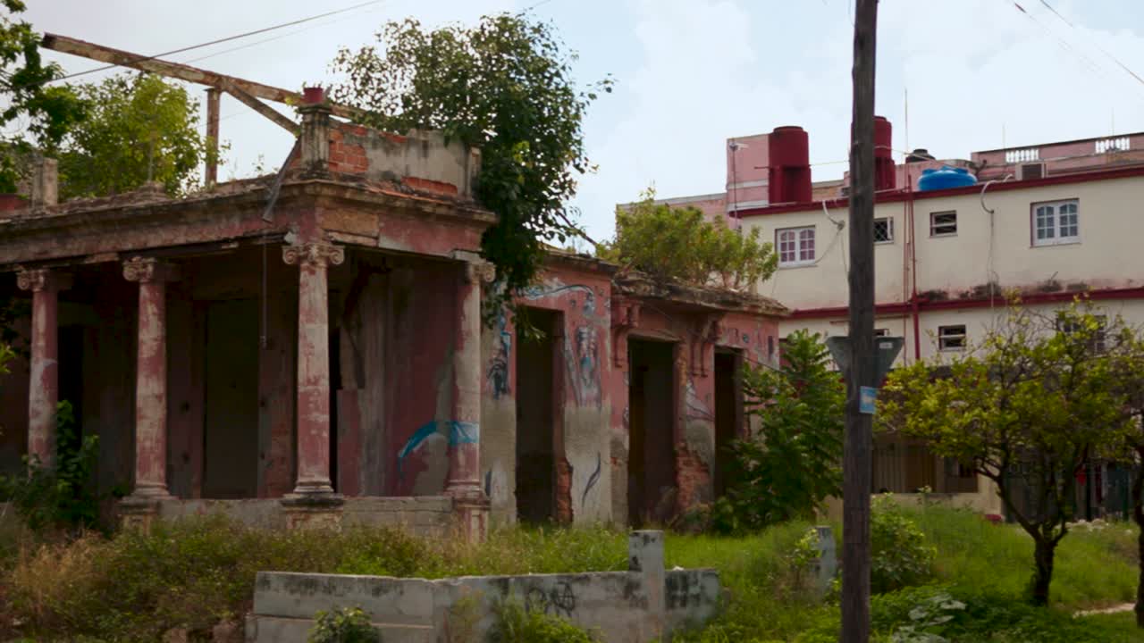 Havana Cuba September 2019 old city ruins establishing shot
