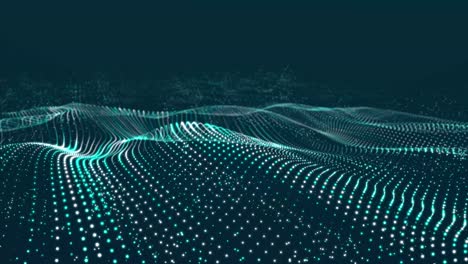 dynamic wave with many dots. abstract motion background of colored dots. technology or science. 3d rendering seamless loop. 4k