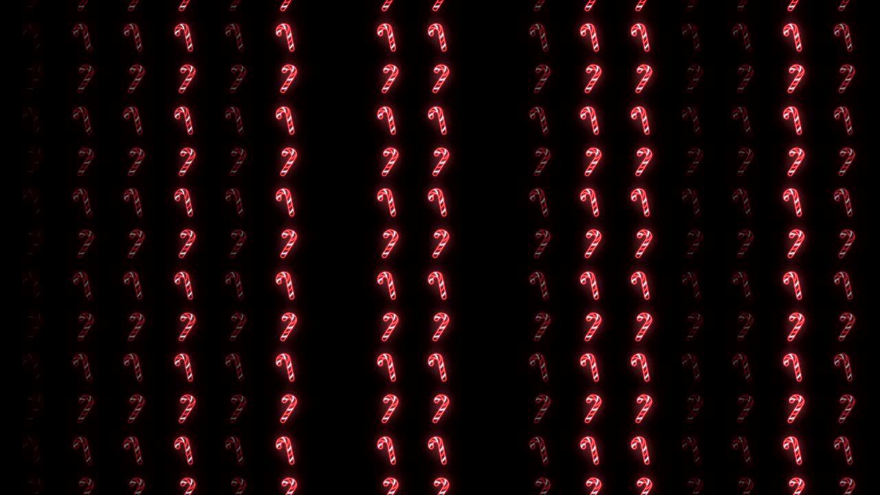 fondo de patrón de navidad de neón estroboscópico de bastón de caramelo en rojo, blanco y negro animación en bucle estroboscópica