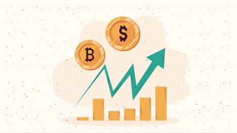 bitcoin with statistics bars animation