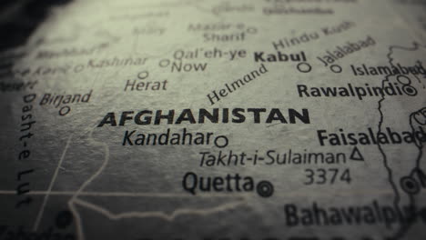 close-up of a world map showing afghanistan and pakistan