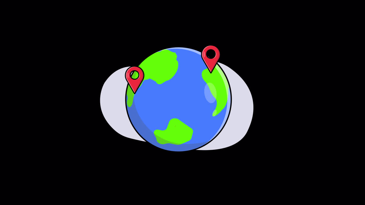 Animated Earth Globe with Red Location Pins Appearing