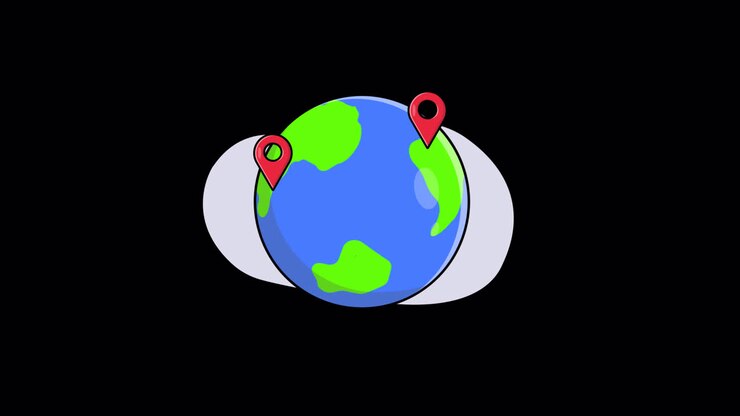Animated Earth Globe with Red Location Pins Appearing