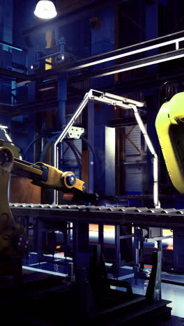 advanced robotic arms work in a modern industrial production facility