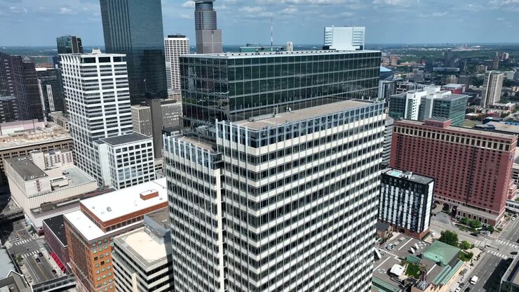Edificio della sede centrale di Target nel centro di Minneapolis, skyline del Minnesota