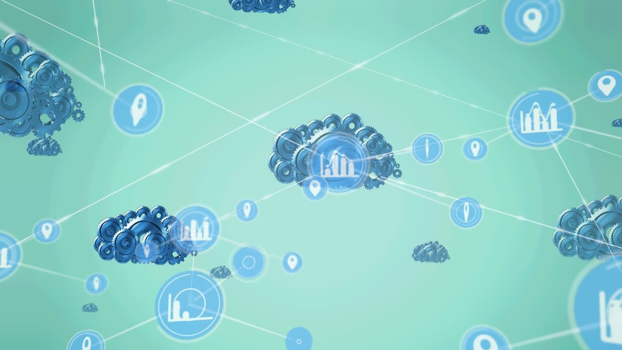 animación de la red de conexiones sobre cerebros en fondo verde