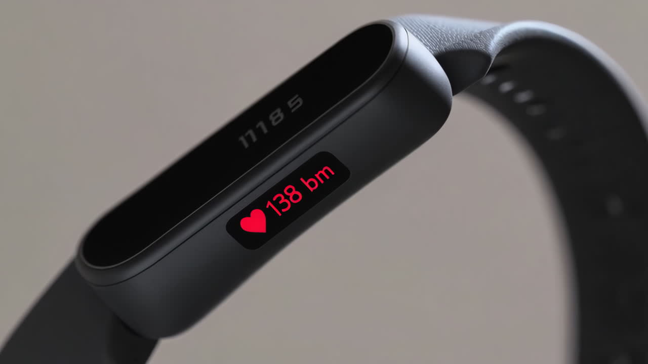 Fitness Tracker Showing Heart Rate