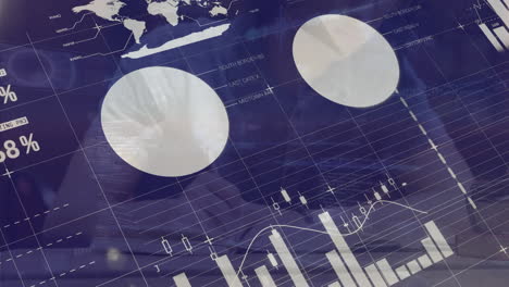 animation of financial data processing over caucasian male student