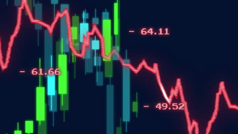 animation of statistics and financial data processing over dark background