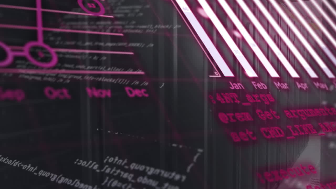 animación del procesamiento de datos digitales a través de servidores informáticos