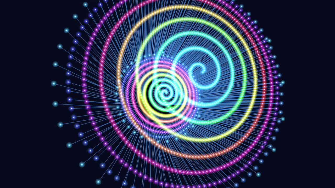 arte digital vibrante patrón circular dinámico con líneas y puntos