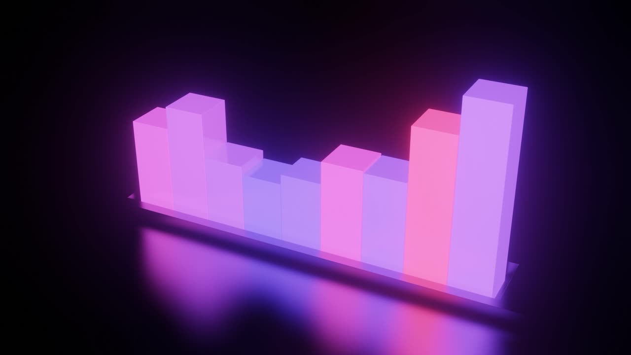 3D Neon Glowing Bar Chart
