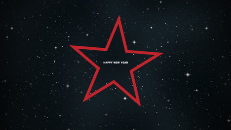 happy new year with red star in galaxy