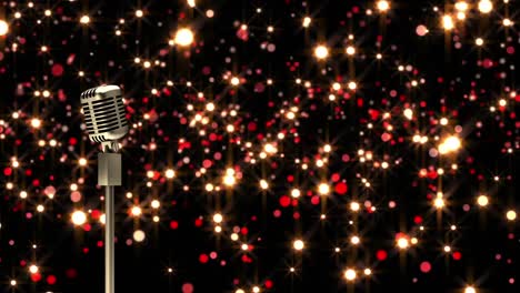 animation of retro microphone over glowing spots of light