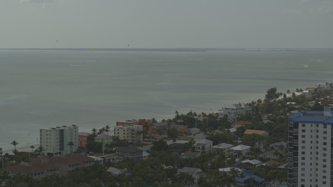 Fort Myers Beach Florida Aerial v1 panning aerial view along the pacific coast - DJI Inspire 2, X7, 6k - March 2020